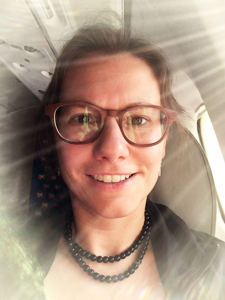Elke in airplane