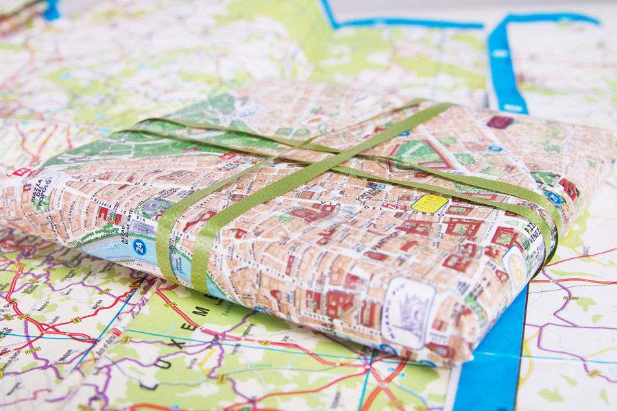 Gift wrap idea: use old maps or calendars
