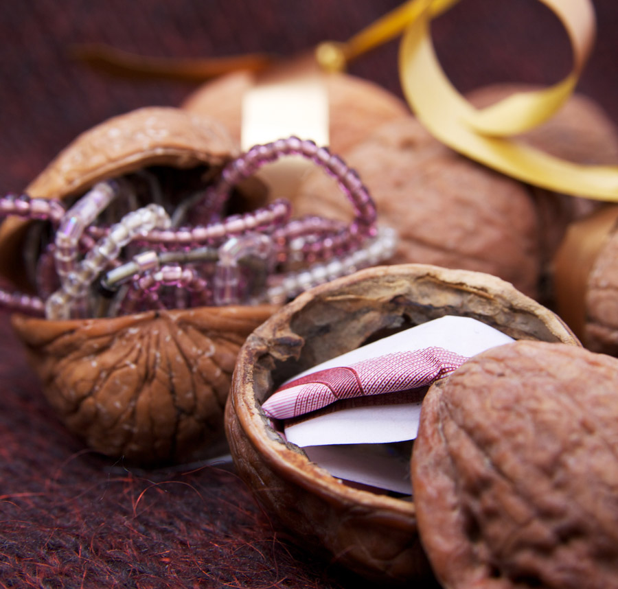 walnut shell for a gift like money or jewel