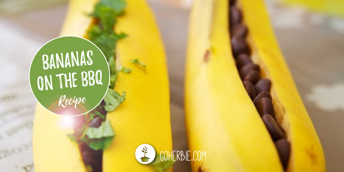 The tastiest baked bananas ever on the grill! Goherbie