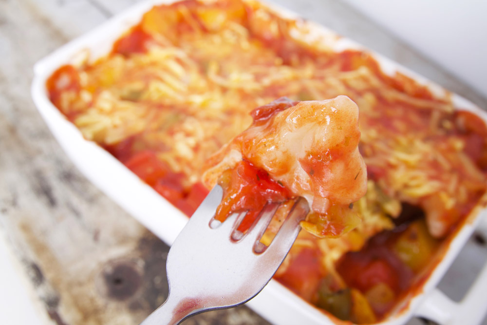 gnocchi in the oven with tomato sauce an aubergine